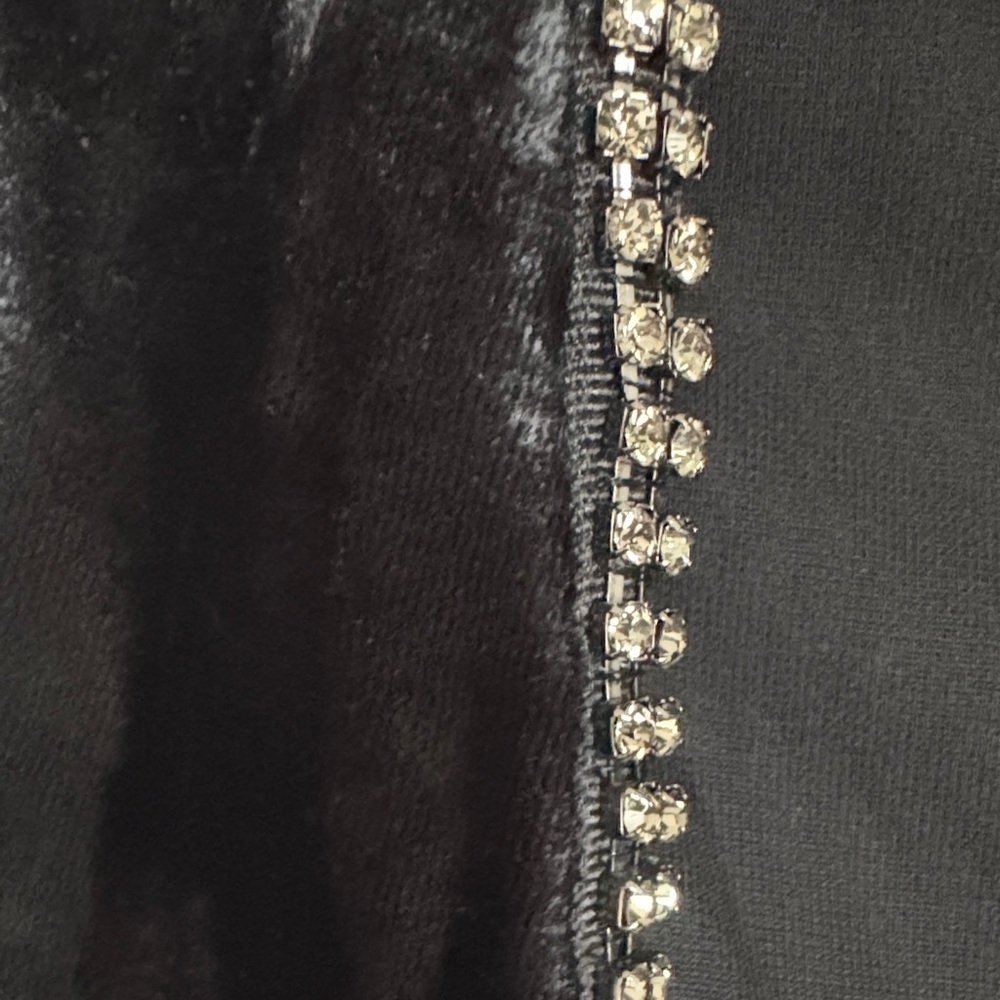 Express Black Velvet Crop Top with Silver Accents - Picture 3 of 5